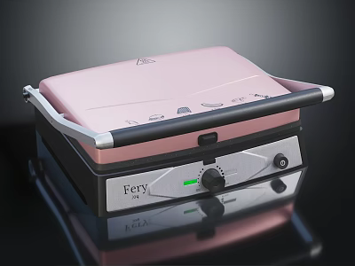 Fery Pink Electric Grill Modern Design with Black Handles and Control Knobs 3d model