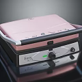 Fery Pink Electric Grill Modern Design with Black Handles and Control Knobs 3d model