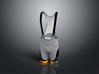 Gray Suspenders Pants With Black Straps And Yellow Orange Trim For Daily Use 3d model