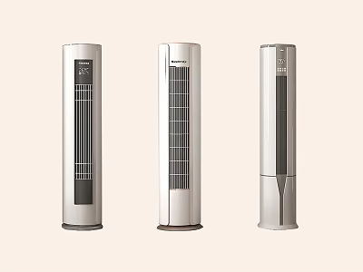 Three Modern Silver Tower Air Cooler Fans With Sleek Vertical Design And Elegant Structure 3d model