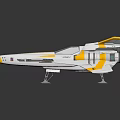 White And Yellow Streamlined Spaceship Model For Space Exploration With Engines And Wings 3d model