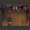 Antique Electronic Apparatus Vintage Wooden Cabinet with Horn Knobs Coils and Classic Design