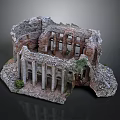 Ancient Ruin Architectural Model With Weathered Stone Walls Columns And Arched Openings