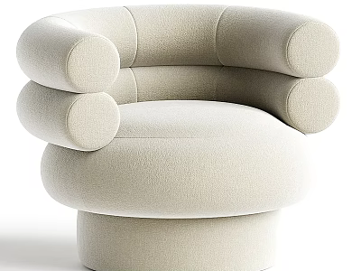 Modern Beige Upholstered Accent Chair With Rounded Armrests And Comfortable Design 3d model