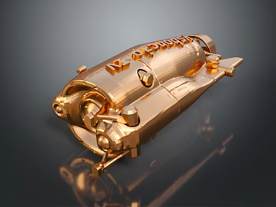 Golden Decorative Object With M A S H Inscription And Intricate Design Details 3d model