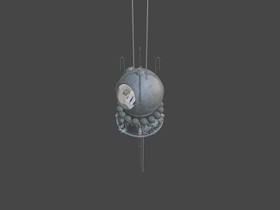 Game and Movie Character Design Featuring Floating Sphere With Green Accents and Hanging Cables 3d model