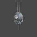Game and Movie Character Design Featuring Floating Sphere With Green Accents and Hanging Cables