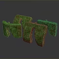 Green Textured Wooden Stone Decor Pieces With Unique Shapes And Rustic Brown Details