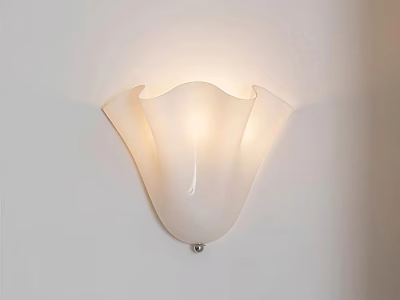 White Flower Shaped Wall Light With Soft Illumination Mounted On White Wall 3d model