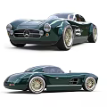 Classic Green Sports Car With Streamlined Body Golden Wheels And Retro Design