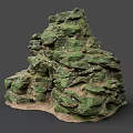Green Layered Natural Stone Rock Formation With Textured Surfaces And Earthy Undertones