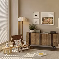 Comfortable Leisure Chair In Cozy Living Area With Floor Lamp Side Table And Potted Plant