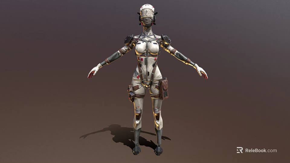 Game Movie Character Robotic Design With Silver White Armor And Metallic Details 3d model 