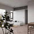 Modern Bedroom Interior Design With White Wardrobe Bed Wall Art And Neutral Tones