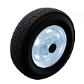 Car Tire With White Wheel Rim And Metal Bolts Spare Parts