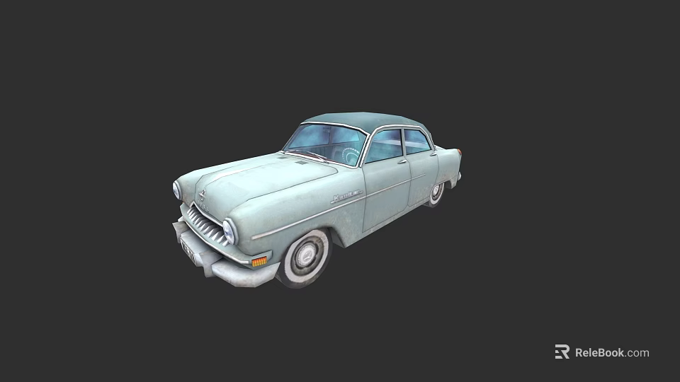 Vintage Light Blue Classic Sedan With Retro Design And Classic Styling 3d model 