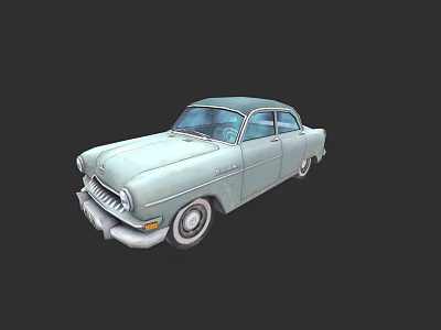 Vintage Light Blue Classic Sedan With Retro Design And Classic Styling 3d model