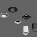 Modern Downlights and Spotlights with Round Square White Black Ceiling Mounted Designs 3d model