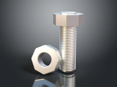 High Quality Hardware Tools Featuring Stainless Steel Bolt And Hex Nut 3d model