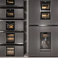 Modern Kitchen Appliances With Stacked Built in Ovens And Cabinet Units