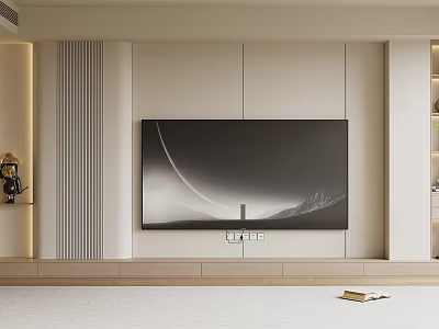 Modern TV Background Wall Design With Light Panels And Sleek Storage 3d model