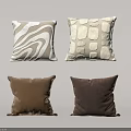 Decorative Throw Pillows With Patterned And Solid Color Designs In Beige And Brown Tones 3d model