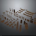 Various Wood And Stone Construction Components Featuring Railings Flooring And Frames