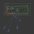 Industrial Factory Building Exterior With Yellow Walls Red Borders Gray Roof Ventilators And Entrance Doors