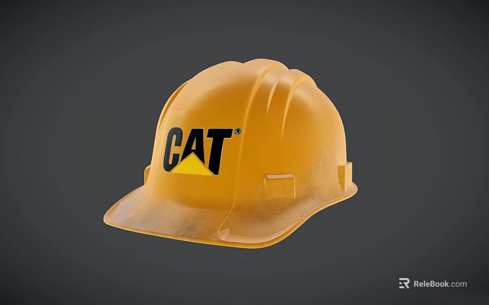 Industrial Equipment Yellow Safety Helmet With CAT Logo For Reliable Workplace Protection 3d model 