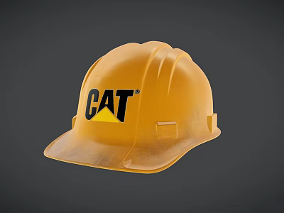 Industrial Equipment Yellow Safety Helmet With CAT Logo For Reliable Workplace Protection 3d model