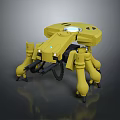 Yellow Mechanical Multi Legged Robot With Circular Top And Robotic Structure 3d model