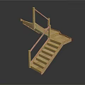Wooden Staircase With Handrail Landing And Steps For Interior Design