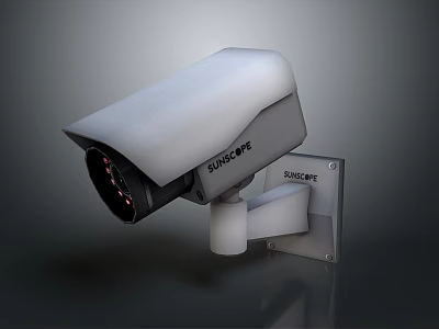 Sunshine Security Camera Wall Mounted White Casing with Infrared LEDs for Outdoor Surveillance 3d model