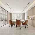Modern Living Dining Room Interior With White Sofa Marble Coffee Table TV And Large Windows
