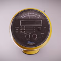 Yellow Round Design Portable Audio Speaker With Display Screen Control Buttons And Speaker Holes
