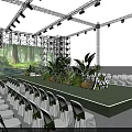 Mova Event Stage Setup With Green Plants Large Screen Lighting And Arranged Chairs