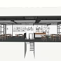 Open Space Café With Large Windows Wooden Tables Bicycle Decor And Green Plants