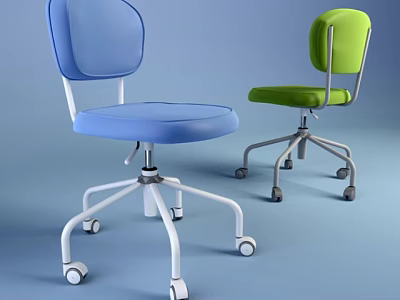 Modern Office Chair Design With Blue Green Upholstery And Swivel Wheels 3d model