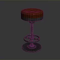 Modern Bar Stool With Pink Cushion And Adjustable Metal Round Base 3d model