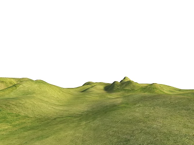 Serene Park Landscape With Green Rolling Hills And Open White Sky 3d model