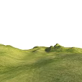 Serene Park Landscape With Green Rolling Hills And Open White Sky