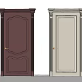 Elegant Hinged Doors With Dark Brown And Light Gray Finishes Decorative Frames And Golden Handles
