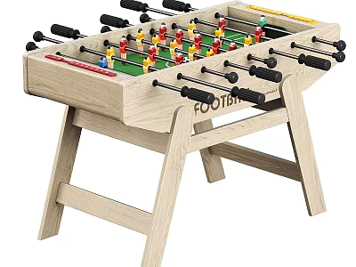 Wooden Foosball Table With Sturdy Legs Green Playing Surface And Black Handles 3d model