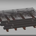 Industrial Equipment Stacked with Metal Mesh and Bars on Wooden Pallets