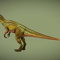 Realistic 3D Dinosaur Model With Green Yellow Skin And Purple Crest Standing Pose