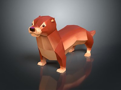 Modern otter beaver cartoon otter fox 3d model