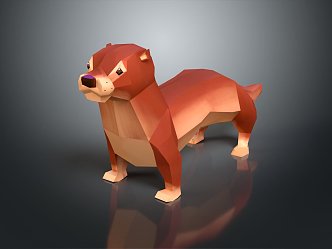 Modern otter beaver cartoon otter fox 3d model