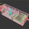 Concrete Water Control Structure With Blue Equipment Metal Grilles And Pipeline