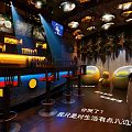 Stylish Bar Interior With Bar Counter Stools Hanging Lights TV Screens And Decorations