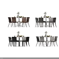Modern Round Dining Table And Chair Set With Decorative Vase And Fruits